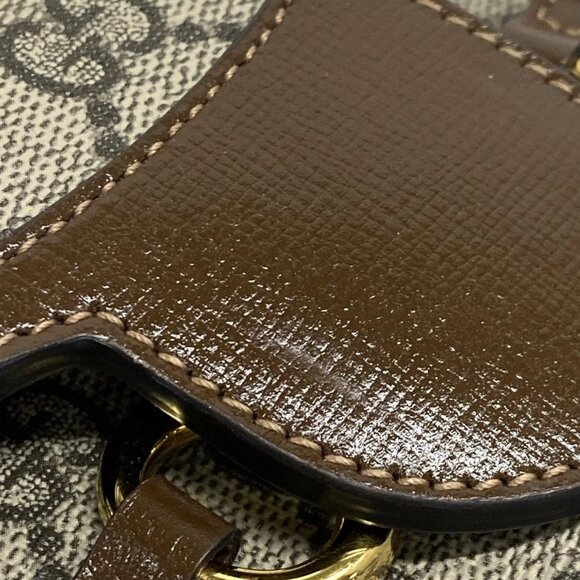 Auth GUCCI GG Plus / GG Supreme, Horsebit 625615 Beige Dark Brown PVC Leather - Picture 12 of 16